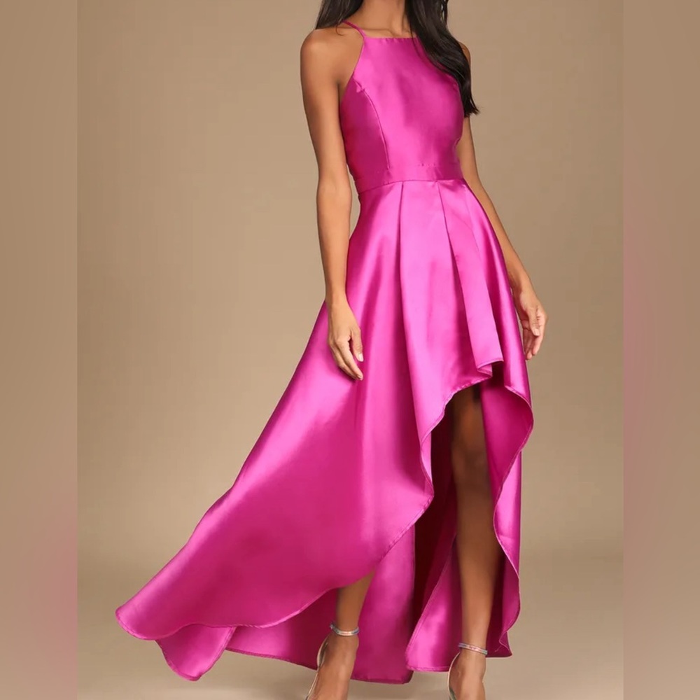 Lulu’s ‘Broadway Show Magenta High-Low Maxi Dress’